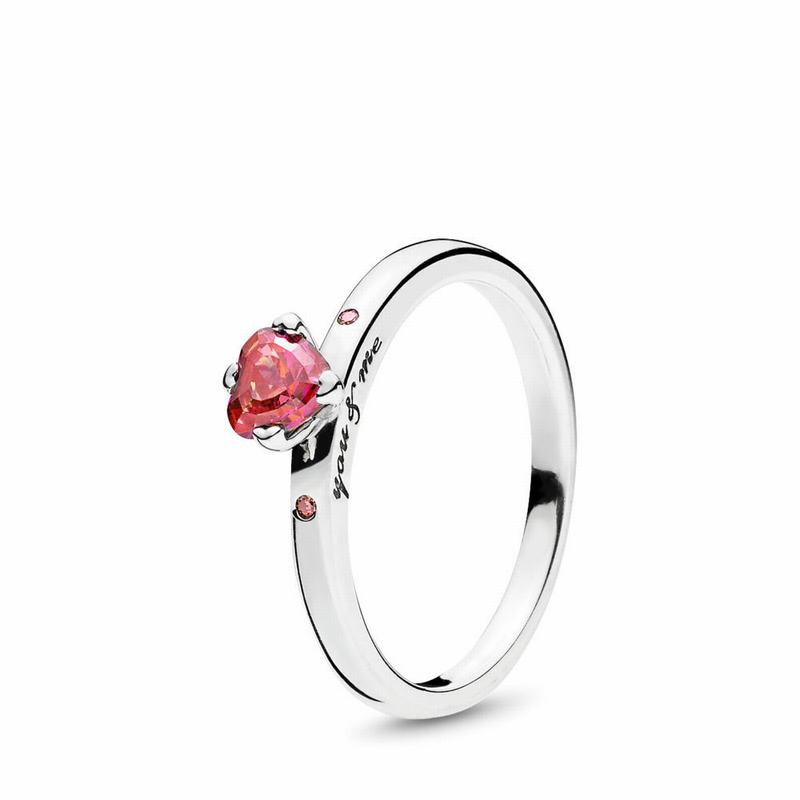 Anillos Apilables Pandora Sparkling Red Inima Argint/Roz (NlBkYVA7)